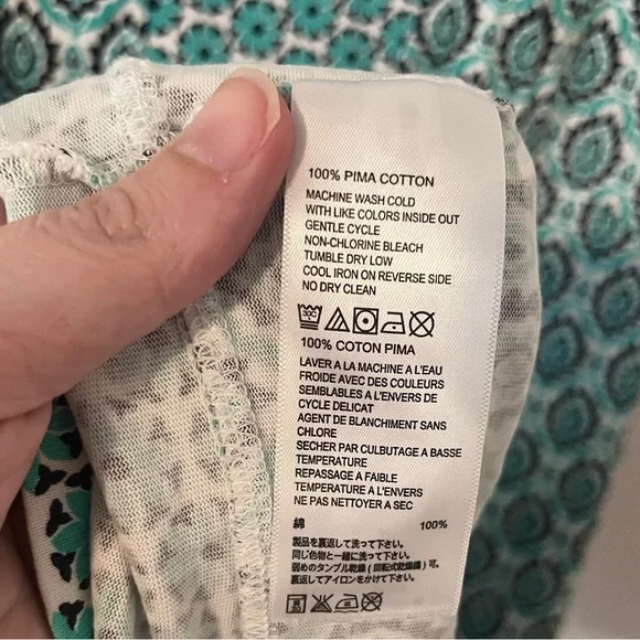 Tommy Bahama Pima Cotton Geometric Pattern Dress V-Neck Size Small Teal Green - Picture 4 of 10